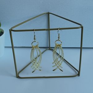 Gold metal tassel earrings